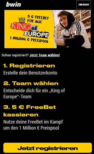 Grafik Bwin 5€ Freebet und Gewinnspiel