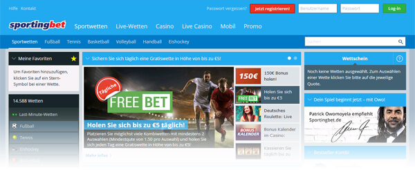 Sportingbet Wettseite