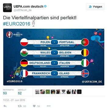 Viertelfinale EM 2016 UEFA Twitter