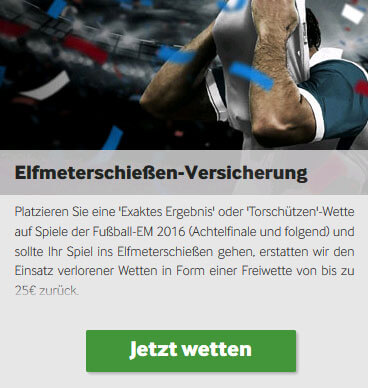 Elfmeter Versicherung bei Betway: bis zu 25 Euro Gratiswette