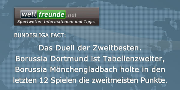 Dortmund Tabellenzweiter und Gladbach holte die zweitmeisten Punkte in den letzten 12 Spielen