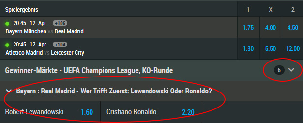 Torwette zu Bayern - Real bei Mybet