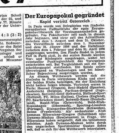 Europapokal Gründung Arbeiterzeitung