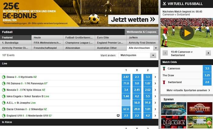 Betfair Fußballwetten Screenshot