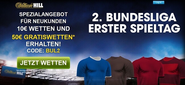Jetzt bei William auf die 2. Liga wetten & 50€ in Gratiswetten absahnen! William Hill Wettaktion - Saisonstart 2. Bundesliga