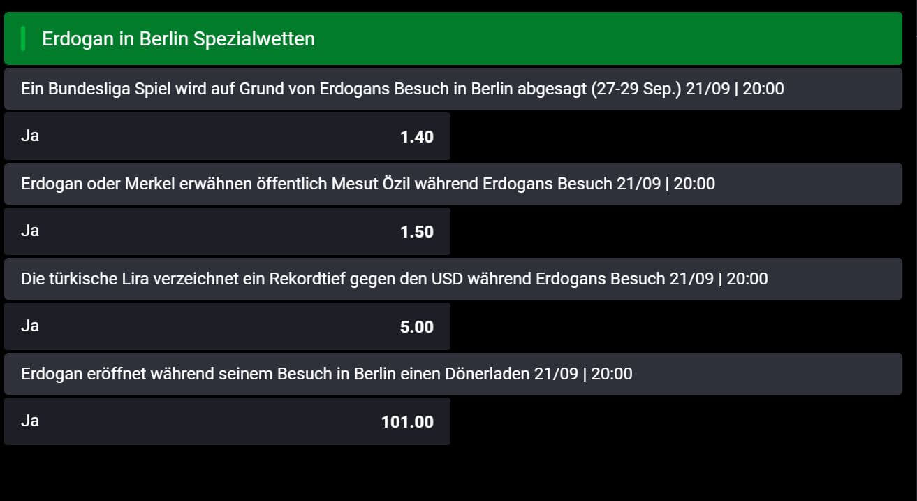Erdogan in Berlin - jetzt bei Bet90 wetten was geschieht! Erdogan in Berlin Wetten