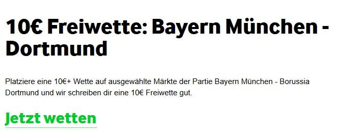Gratiswette Bayern Dortmund Betway