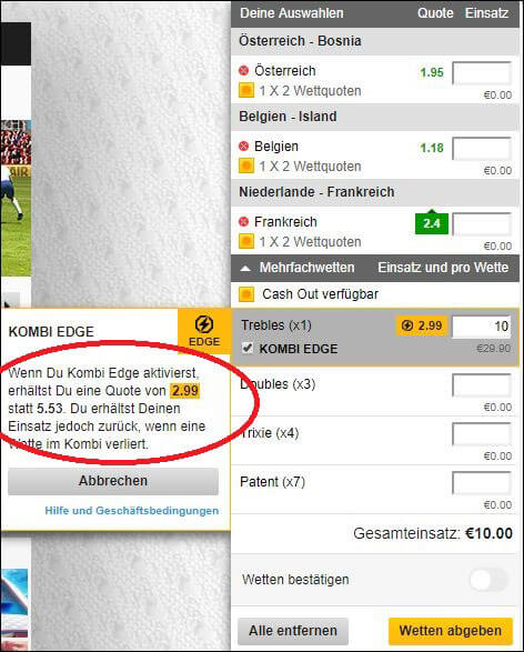 Screenshot Betfair Kombi Edge zur Nations League