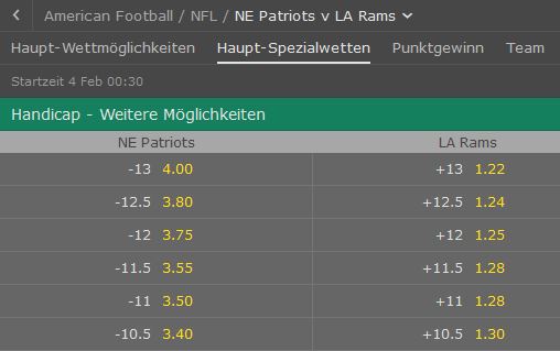 NFL Spread Wetten Bet365