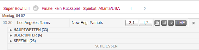 Tipico Super Bowl Wetten