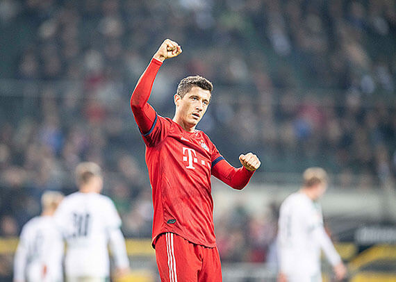 20190302_PD16162 (RM) Bild zeigt den Jubel von Robert Lewandowski vom FC Bayern. © Anke Waelischmiller / dpa Picture Alliance / picturedesk.com