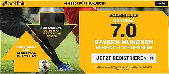 Betfair Quotenboost Bayern - Heidenheim