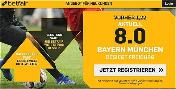 Betfair Quotenboost Freiburg - Bayern