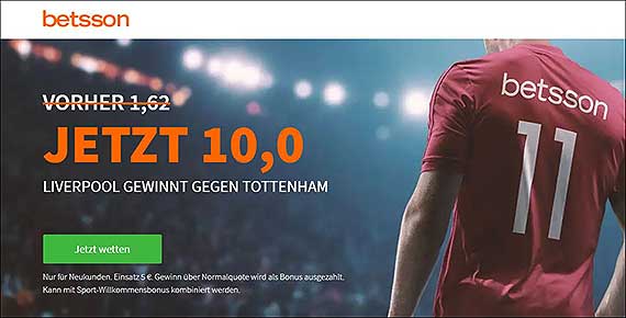 Quotenboost Liverpool - Tottenham