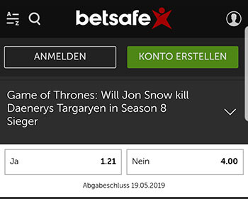 Game of Thrones Wettquoten bei Betsafe