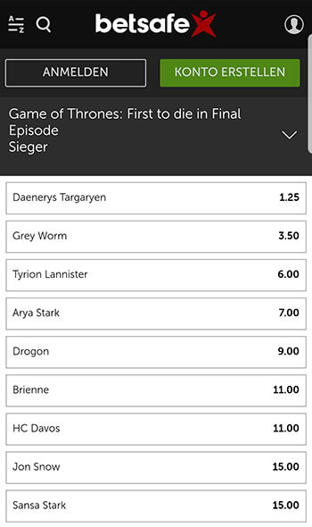 Game of Thrones Wettquoten bei Betsafe