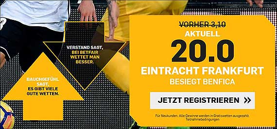 Betfair Quotenboost Benfica Lissabon - Eintracht Frankfurt