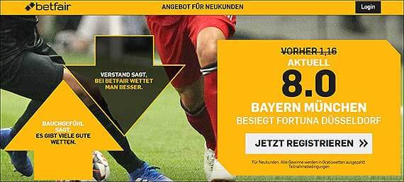 Betfair Quotenboost Düsseldorf - FC Bayern
