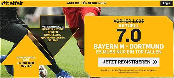 Betfair Quotenboost Bayern - Dortmund