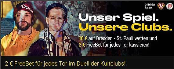 Bwin 2€ Freebet zu Dynamo Dresden gegen FC St. Pauli