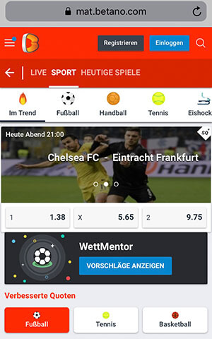 Fussballwetten Betano mobil