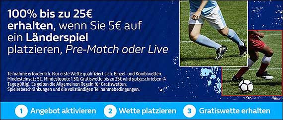 William Hill Länderspiel Gratiswette