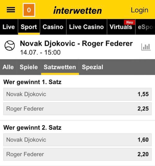 Federer Djokovic Wetten