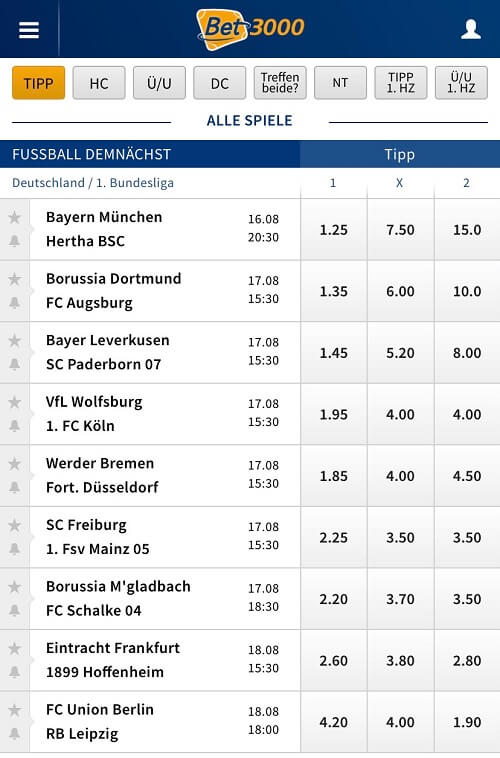 Fussball Wetten bei Bet3000 fussball wetten