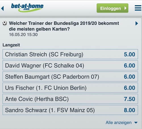 gelbe karten bundesliga trainer