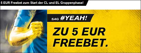 5 Euro Champions League Europa League Freebet