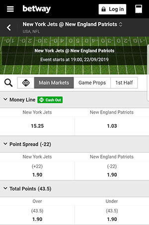 Jets vs Patriots Quoten Betway