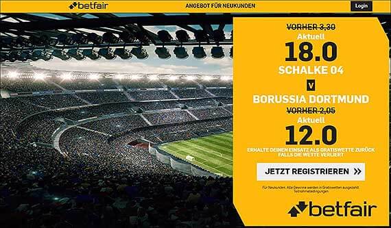 Betfair Quotenboost Schalke - Borussia Dortmund
