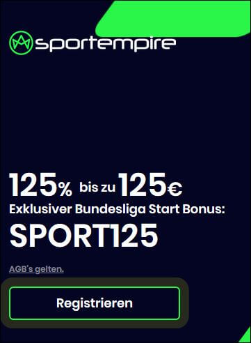 125 Euro Neukundenbonus bei Sportempire