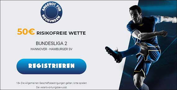 Screenshot zur Risikofreien Wette bei Ohmbet zur 2. Liga Partie Hannover - HSV