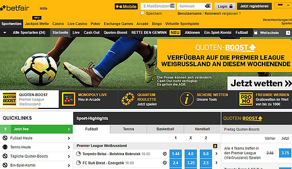 Betfair Website