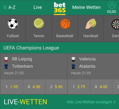 Bet365 Homepage mobil