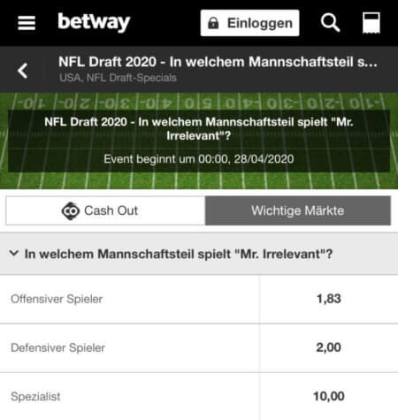 betway nfl draft wetten