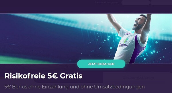 Betzest 5 Euro ohne Einzahlung