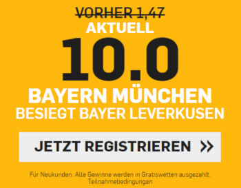 Bayern Quoten 10,0 bei Betfair