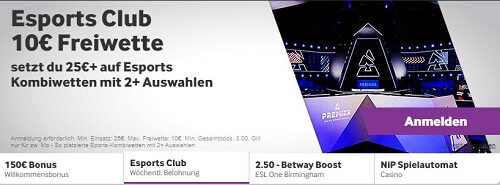 Betway eSports Gratiswette