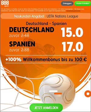 888Sport Quotenboost zu Deutschland - Spanien
