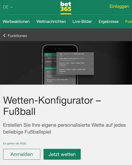 bet365 Wetten Konfigurator