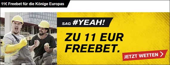 Champions League Start! 11€ Gratiswette bei Interwetten