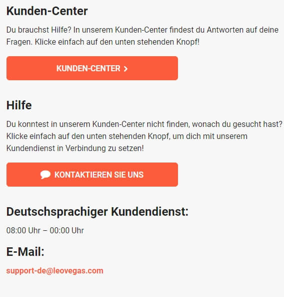 LeoVegas Kundendienst