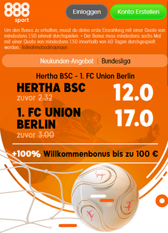 888Sport Quotenboost zu Hertha - Union