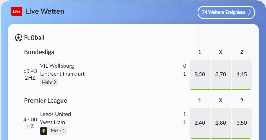 Bildbet Wetten Live Score