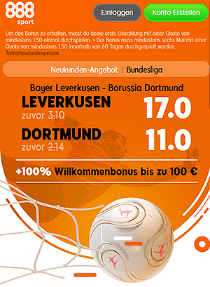 888Sport Quotenboost zu Leverkusen - Dortmund
