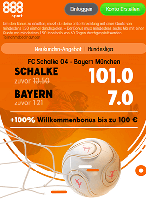 888Sport Quotenboost zu Schalke - Bayern