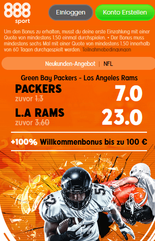 888Sport Quotenboost zu Packers - Rams