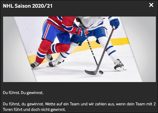 NHL Cashout bei 2 Tore Führung